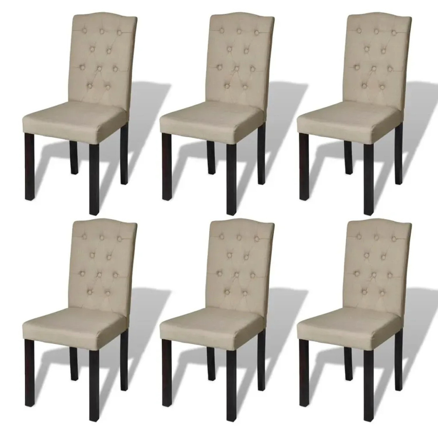 6er Set vidaXL Esszimmerstühle Chesterfield im Design Kamelbraun und Beige aus Stoff - Bild 1
