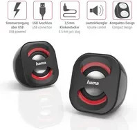 Hama Sonic Mobil 183 Aktiver Lautsprecher mit USB-A und 3,5 mm Klinke in Schwarz oder Rot - Bild 1