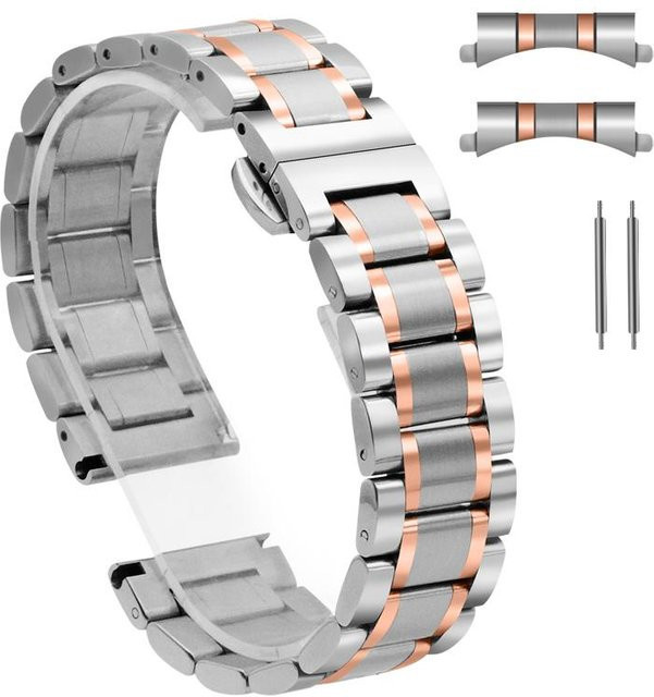 HOBBIT-3C Accessories Uhrenarmband Edelstahl, Bicolor, silber/rose gold, Herren - Bild 1