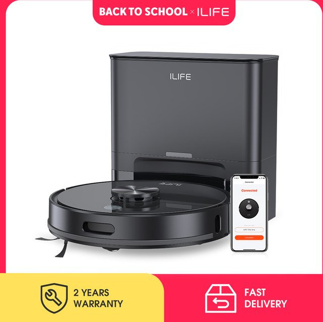 ILIFE T20s Ultra Saugroboter mit selbstleeren Station, 10000 Pa Saugleistung, 4600 mAh Akku, Schwarz - Bild 1