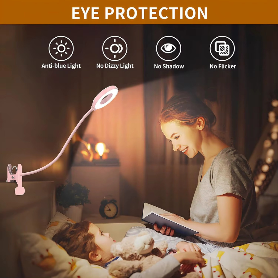KEBINCPLED LED Schreibtischlampe mit USB-Anschluss, flexible Buchleuchte und Touch-Bedienung, erhältlich in Weiß, Rosa und Schwarz - Bild 3