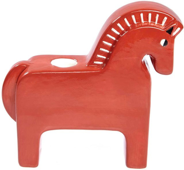 Rico Design Keramik-Kerzenhalter Pferd in Rot, B/T/H: 15,8 x 4,5 x 14,5 cm - Bild 1
