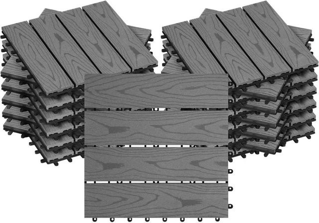 WOLTU WPC Terrassenfliesen Holzoptik Hellgrau, 22 Stück/2 m² - Bild 1