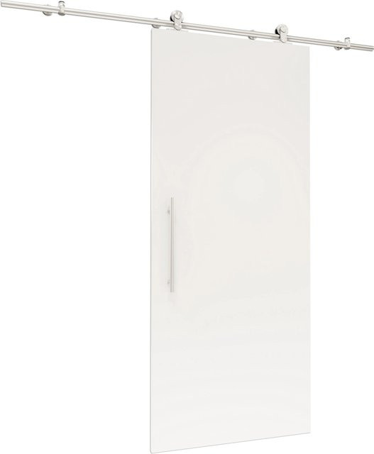 inova Holzschiebetür Komplettset Weiß mit offener Laufschiene, Stangengriff und 2-seitigem Softclose, B: 77,5 cm, H: 206,5 cm - Bild 1