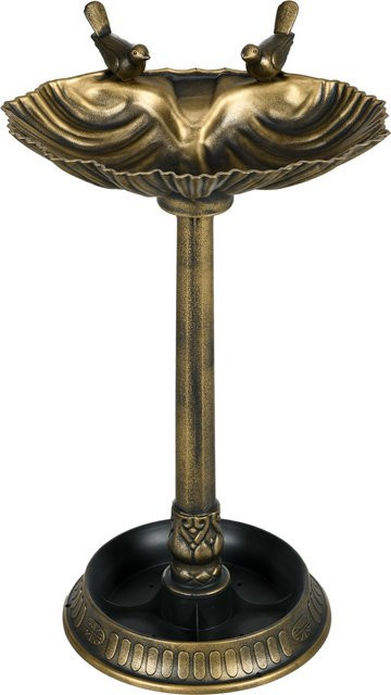 Outsunny Vogeltränke aus Kunststoff in Bronze, stehendes Vogelbad mit klassischem Design und muschelgemustert, B/T/H: 38 x 49,5 x 81 cm - Bild 1