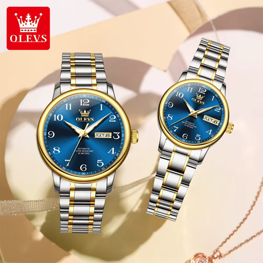 OLEVS Armbanduhr Automatik, Edelstahl, Blau, Unisex - Bild 2