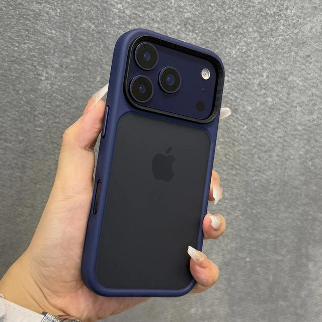 Rui Di Stoßfeste transparente Handyhülle mit Metallknöpfen für iPhone 17 Pro Max, iPhone 17 Pro, iPhone 17 und iPhone 17 Air in Blau - Bild 1