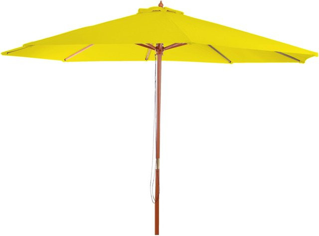 MCW Sonnenschirm Lissabon aus Holz und Polyester in Gelb, Durchmesser: 3,5 m - Bild 1