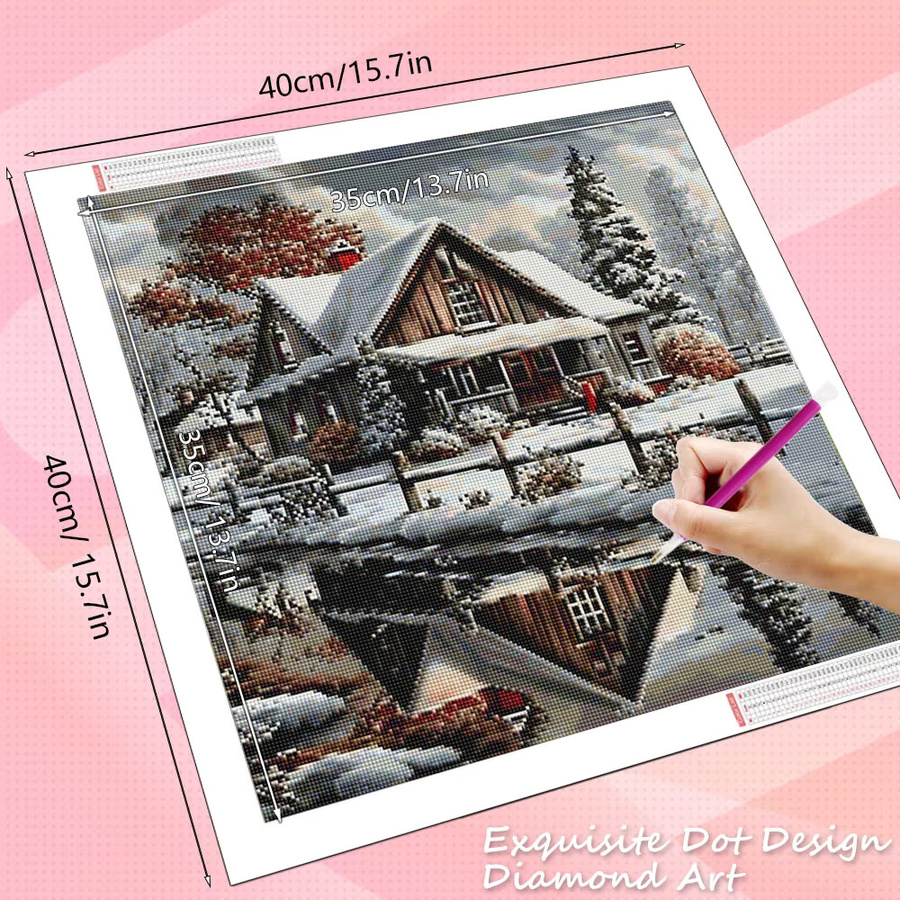 HUACAN Diamantmalerei Winter Landschaft als 5D Mosaik Wanddeko in Multicolour - Bild 2