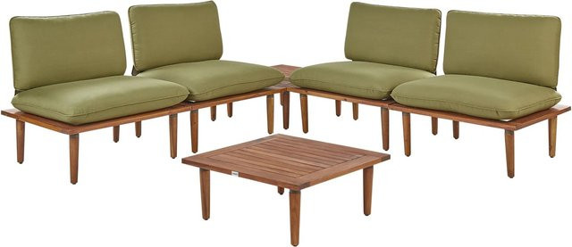 Beliani Modulares Gartenlounge Set FRASCATI in Olivgrün mit Polstern aus Akazienholz - Bild 1