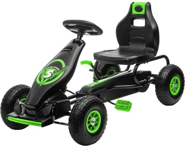 HOMCOM Gokart Kinderfahrzeug mit Pedal ab 5 Jahren grün-schwarz - Bild 3