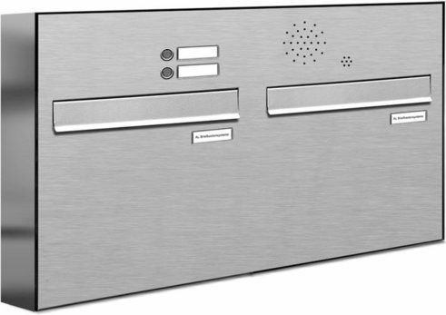 AL Briefkasten für 2 Parteien aus Edelstahl in Silber, B/H/T: 76,8 x 45,6 x 11,6 cm - Bild 1
