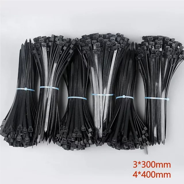 100 Stück Nylon-Kabelbinder in Schwarz, selbstsichernde Kunststoff-Befestigungsschlaufen zur Kabelbefestigung - Bild 1