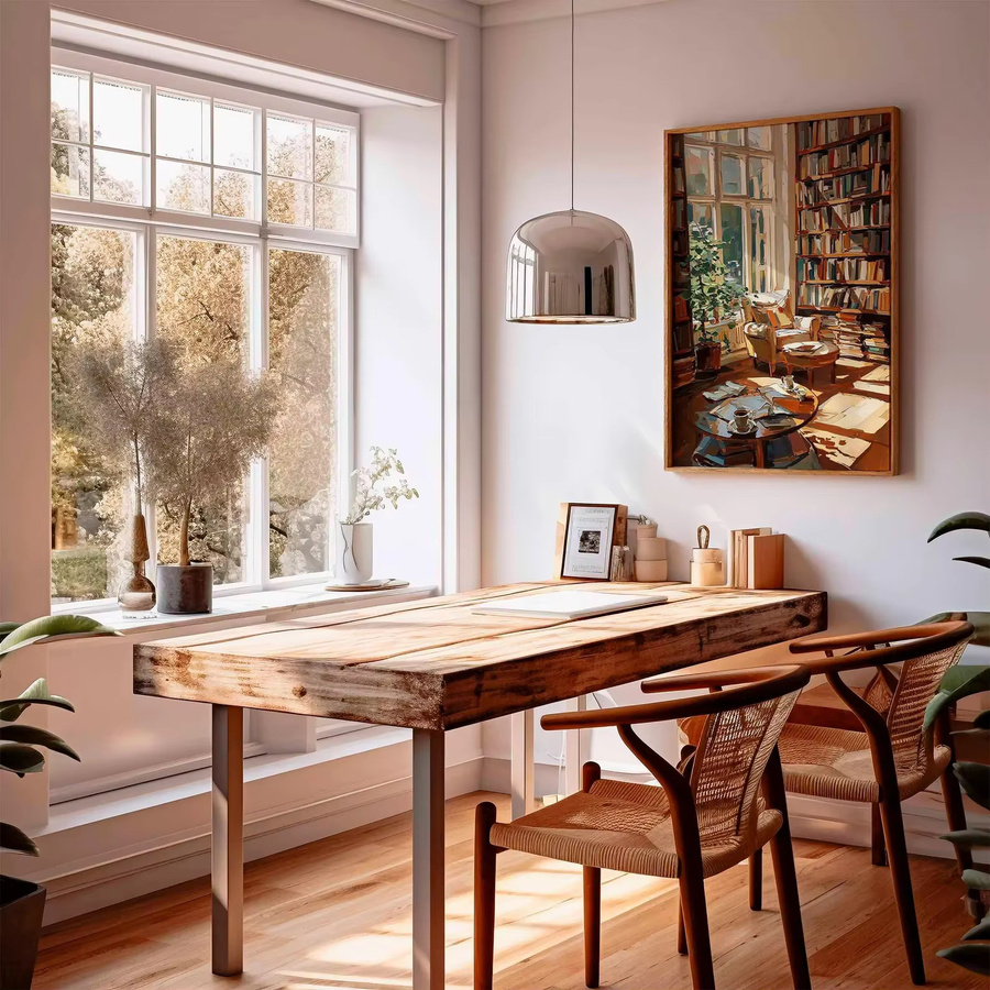 Impressionistischer Kunstdruck Bibliotheksplakat in Mehrfarbig als Wandkunst für dein Lesezimmer im rustikalen Stil - Bild 2