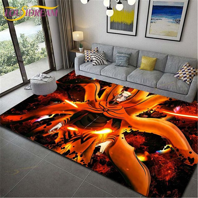 YunhengTechnology Naruto Anime Teppich, weiche und rutschfeste Bodenmatte aus Kunstfell für Wohnzimmer und Schlafzimmer, B/T: 100 x 120 cm, Mehrfarbig - Bild 1