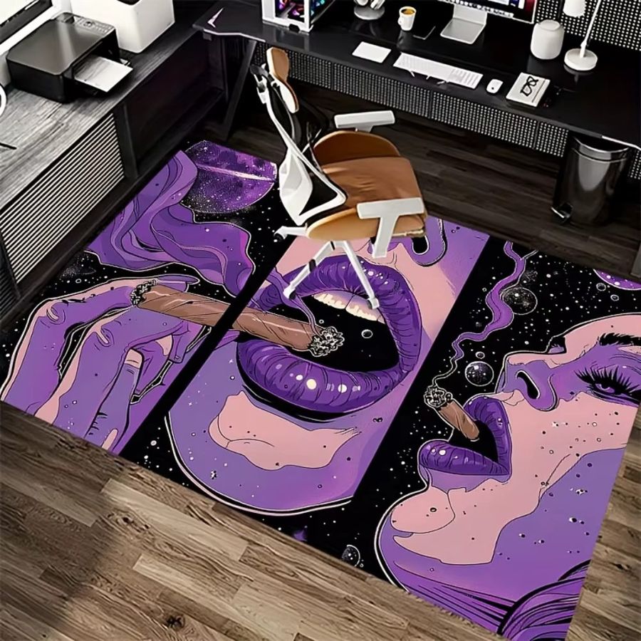 VIKAMA Druckteppich in Lila mit ästhetischem Design für Wohnzimmer, Schlafzimmer oder Büro, maschinenwaschbar - Bild 5