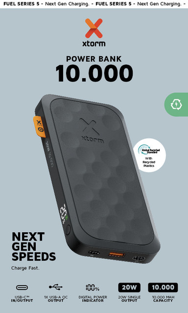 Xtorm Fuel Series Powerbank 10.000mAh mit 20W Schnellladefunktion Schwarz - Bild 1
