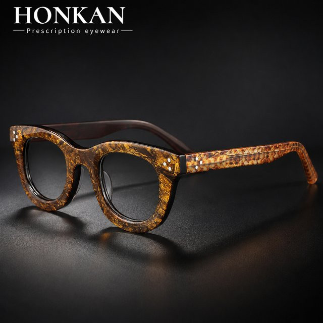 HONKAN Korrektionsbrille Damen, Acetat, Rund, Vollrand, Braun - Bild 1
