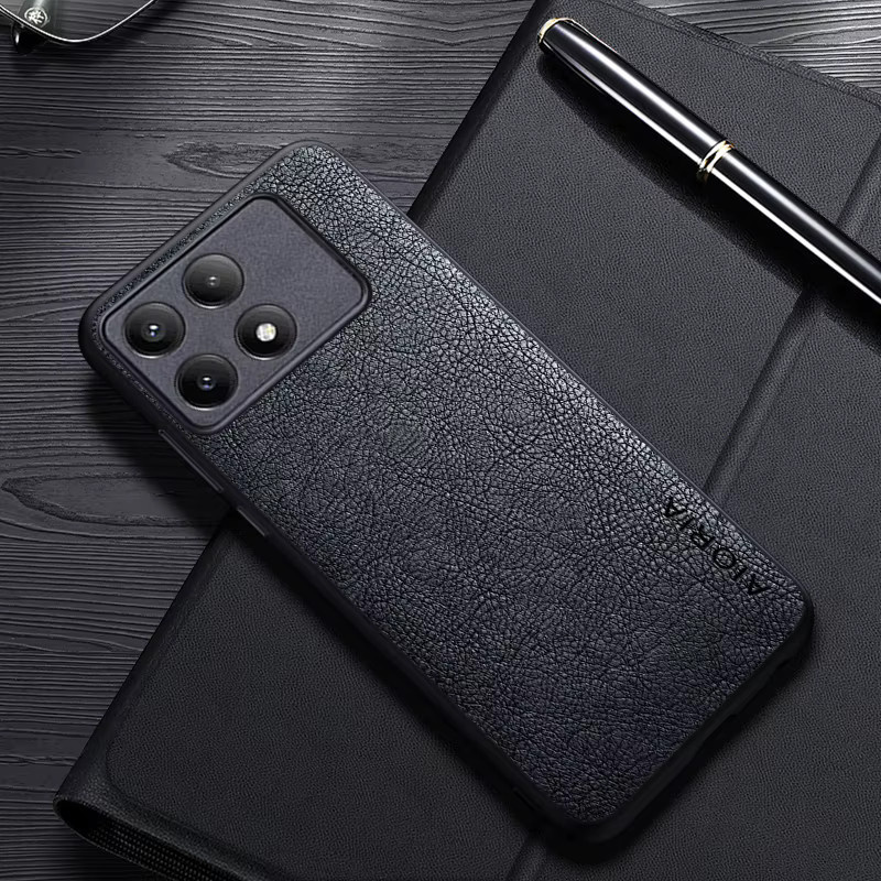 Luxus Leder Business Cover für Xiaomi Poco X6 Pro und Poco M6 Pro in Braun - Bild 1