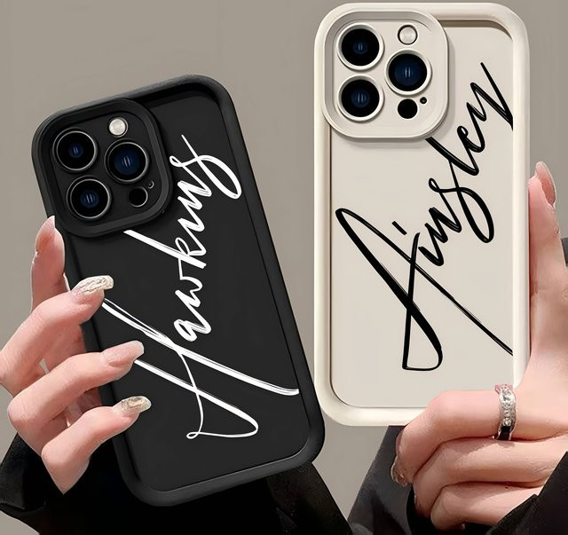 Personalisierte Silikon-Schutzhülle für dein Apple iPhone mit individuellem Textdruck in Schwarz - Bild 1