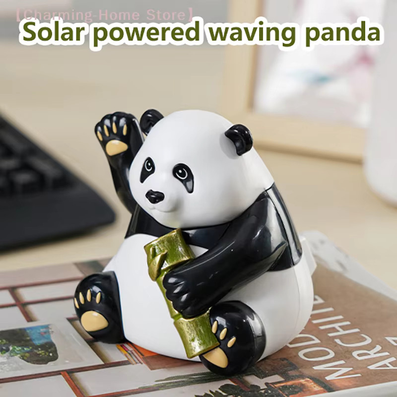 SHIDWJ Panda Solarenergie Auto-Dekoration Wackelkopf-Puppe in Weiß - Bild 2