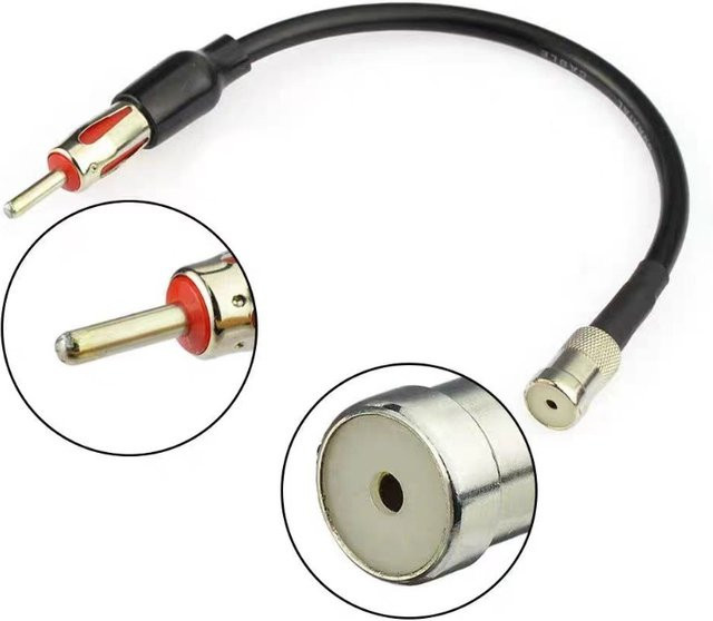 Auto Radio Antennen Adapter ISO auf DIN Kabel für FM AM und DAB Audio Konverter in Schwarz - Bild 1