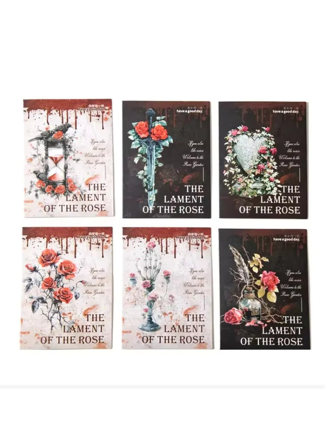CBTstationery Gothic Floral Rose PET-Aufkleber im Dark Style mit 6 Designs für Scrapbook und kreative Dekoration, Mehrfarbig - Bild 3
