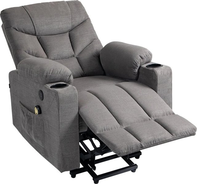 DELUKE Lounger Sessel POZNAN Clubsessel aus Stoff in Grau B/T/H: 84 x 95 x 104 cm - Bild 1