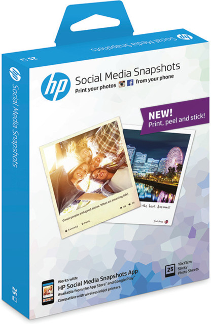 HP Social Media Snapshot Fotopapier Satin, 25 Blatt, Breite: 10 cm, Höhe: 13 cm - Bild 1