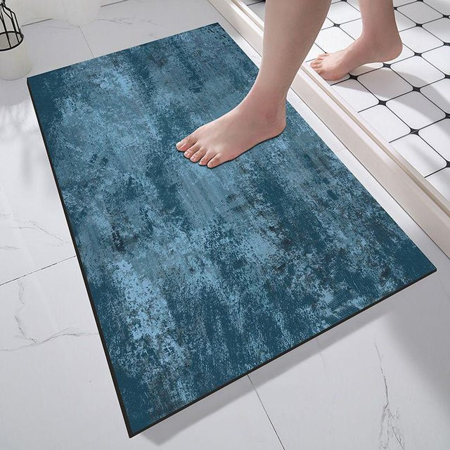 Saugfähige Anti-Rutsch-Fußmatte aus Kieselgur von Yiran Furniture, gestreift, Blau/Grau, B: 50 cm, T: 80 cm - Bild 1