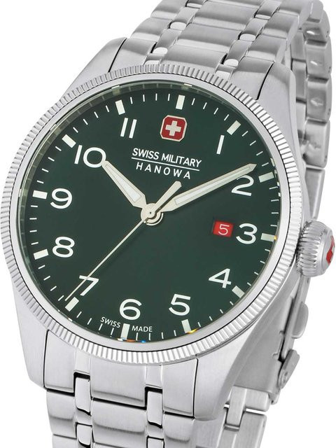 Swiss Military Hanowa Thunderbolt Herrenuhr, Quarz, Edelstahl, 43 mm, Grün - Bild 1