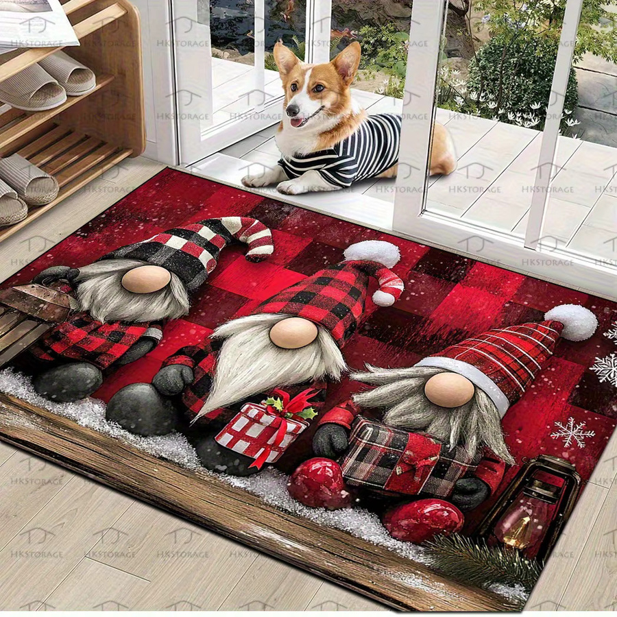VIKAMA Weihnachtszwerg Willkommensmatte als rutschfester und wasserabsorbierender Druckteppich für Badezimmer und Veranda - Bild 3