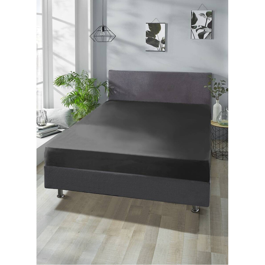 Trendline by Biberna Boxspring Spannbetttuch aus Jersey Baumwolle Elasthan Anthrazit B/T/H: 180 x 40 x 200 cm - Bild 2