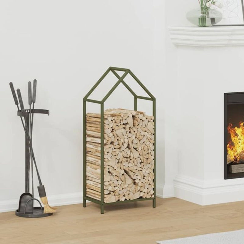 Freistehendes Brennholzregal von Vidaxl aus Stahl in Grün, B/T/H: 40 x 25 x 90 cm - Bild 1