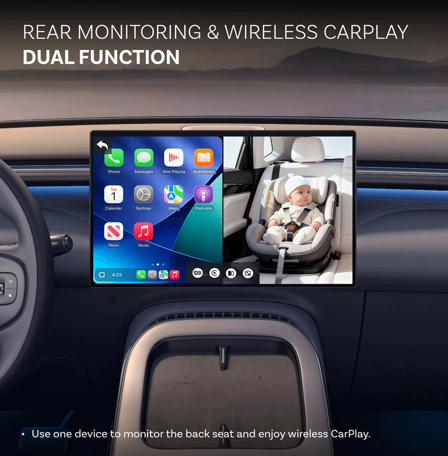 Ottocast Cabin Care Drahtloser CarPlay-Adapter und Auto-Rücksitzkamera in Schwarz - Bild 2