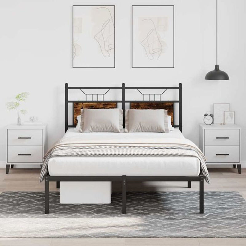 Bettgestell ohne Matratze von Vidaxl in Braun aus Holzwerkstoff und Metall im Industrial Design B/T/H: 120 x 190 cm - Bild 1