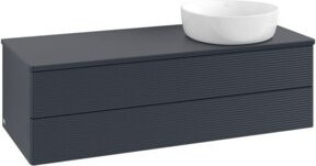 V&B Waschtischunterschrank Antao mit Frontstruktur und Beleuchtung in Blau, B/T/H: 120 x 50 x 36 cm - Bild 1