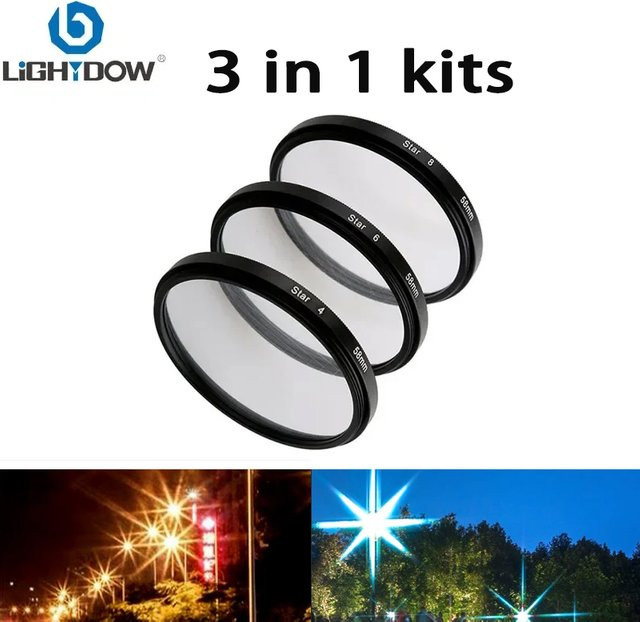 Light dow 3 in 1 Objektivfilter Kit Schwarz für Canon und Nikon, verschiedene Größen von 49mm bis 77mm - Bild 1
