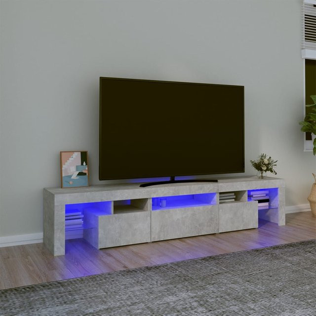 vidaXL TV-Schrank modern mit LED-Beleuchtung in Betongrau, B/T/H: 200 x 36,5 x 40 cm - Bild 3