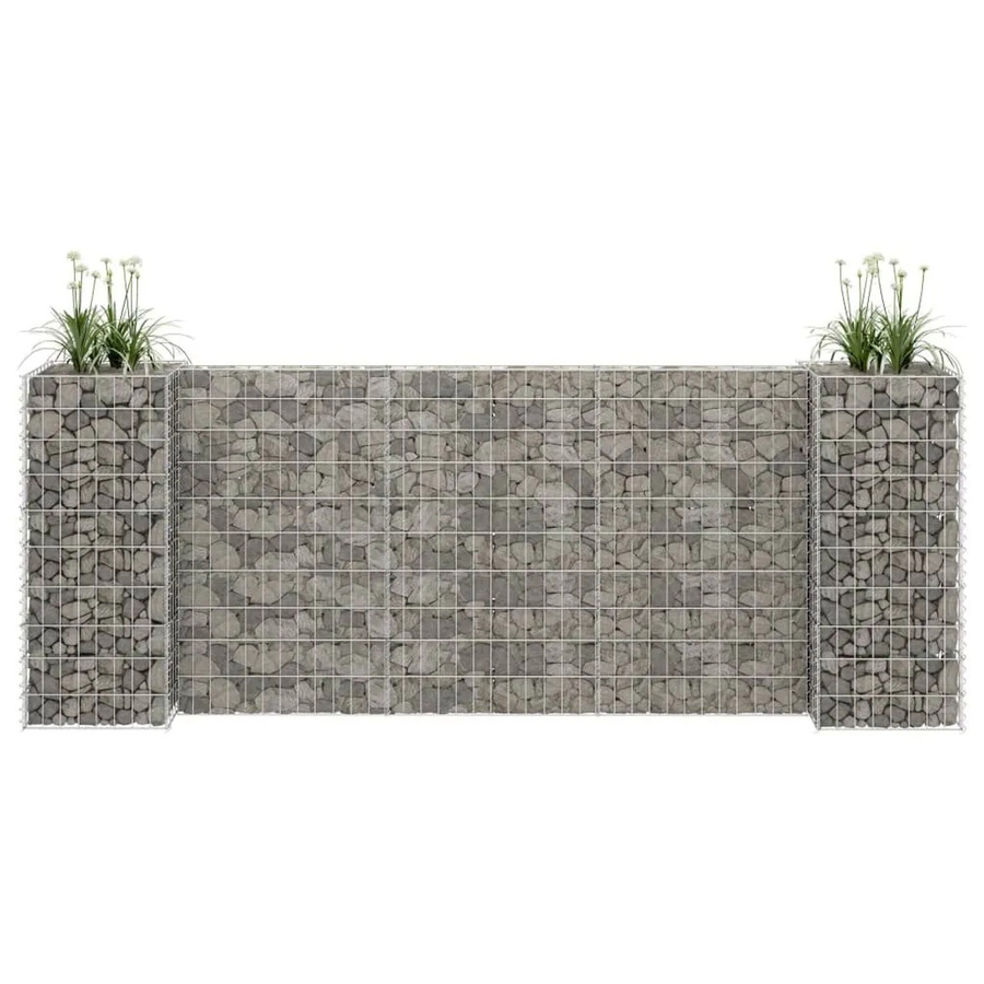 Furnicato H-förmiger Gabionen-Pflanzkorb aus Stahldraht in Silber, B/T/H: 260 x 40 x 100 cm - Bild 2