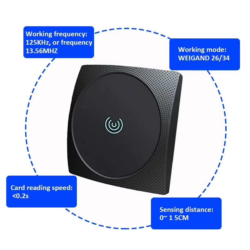 Zk RFID IC Kartenleser IP68 Wasserdicht Wiegand WG26 WG34 125kHz 13,56MHz Schwarz - Bild 1