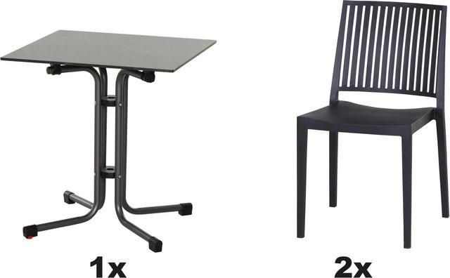 Siena Garden Gartenmöbel Set Lane 3-teilig Anthrazit Durchmesser: 65 cm, Höhe: 71 cm - Bild 1