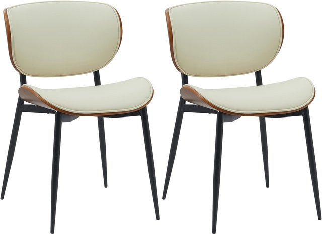 CLP 2er Set Esszimmerstuhl Enid Polsterstuhl mit Rückenlehne aus Holz und Stoff oder Kunstleder in modernem Design - Bild 1