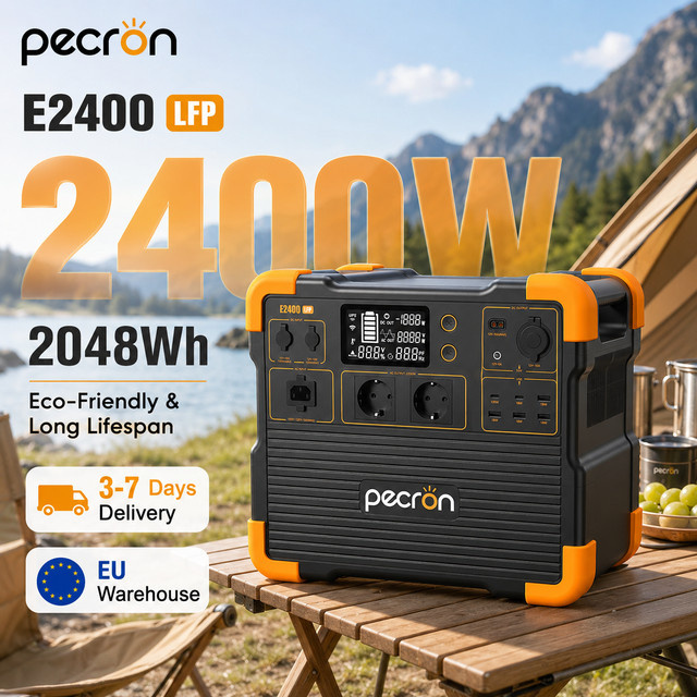 Pecron E2400 Tragbare Powerstation mit LFP Akku, 2400W, 2048Wh Solargenerator in Schwarz mit WLAN und App-Steuerung - Bild 1