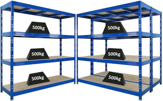 3x PROREGAL Rhino Profi Schwerlastregal Blau mit 4 verstellbaren Spanplatten-Ebenen, B/H/T: 200 x 200 x 60 cm - Bild 1