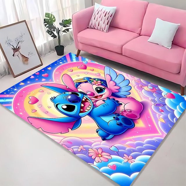 Potdemiel 3D Engel Liebe Zimmerteppich Rosa, Rutschfeste Fußmatte für Wohnzimmer und Schlafzimmer, B/B: 120 x 80 cm - Bild 1