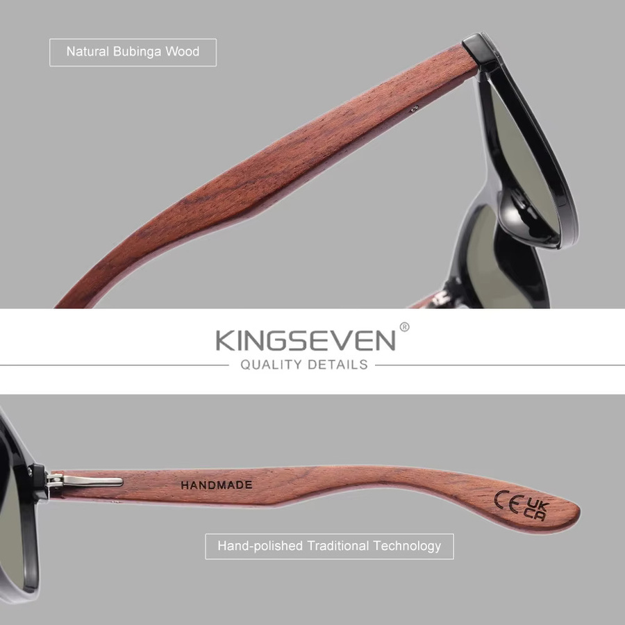 KINGSEVEN Sonnenbrille, randlos, Holz, square, polarisiert, Unisex - Bild 2
