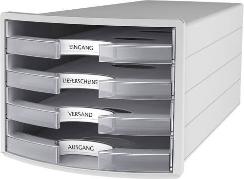 HAN Impuls 2.0 Schubladenbox für DIN A4, 4 Schubfächer, grau/transparent-klar - Bild 1