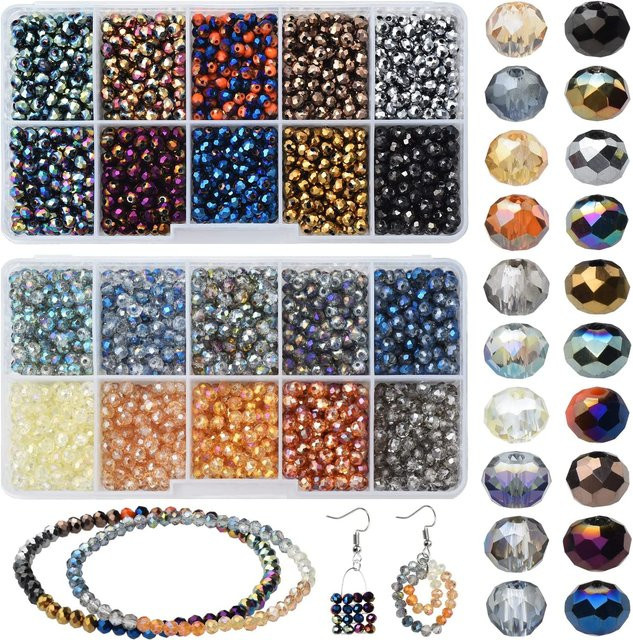 YUANZHIRUN Glas Rondelle Briolette Kristall Spacer, 4mm, Unisex - Bild 1