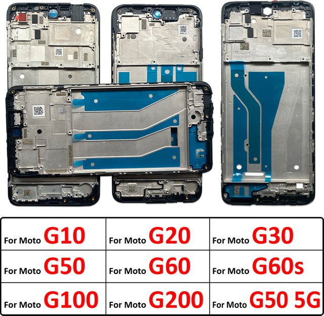 Motorola Ersatz Mittelrahmen Frontrahmen Abdeckplatte für Moto G10 G20 G30 G50 G60 G60S G100 G200 in Schwarz - Bild 1
